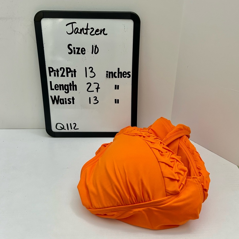 NWT Jantzen Orange V-Neck Ruch Mid Section Lightly Padded Cups One Piece Sz 10 - Picture 15 of 15